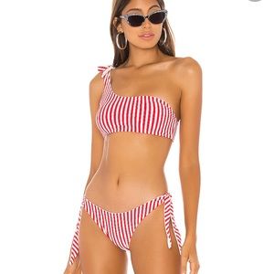 Red and White Striped Bikini Top